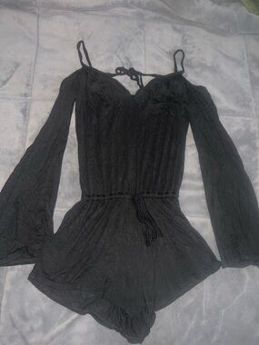 Chaser Black Long Sleeve Off-Shoulder Romper